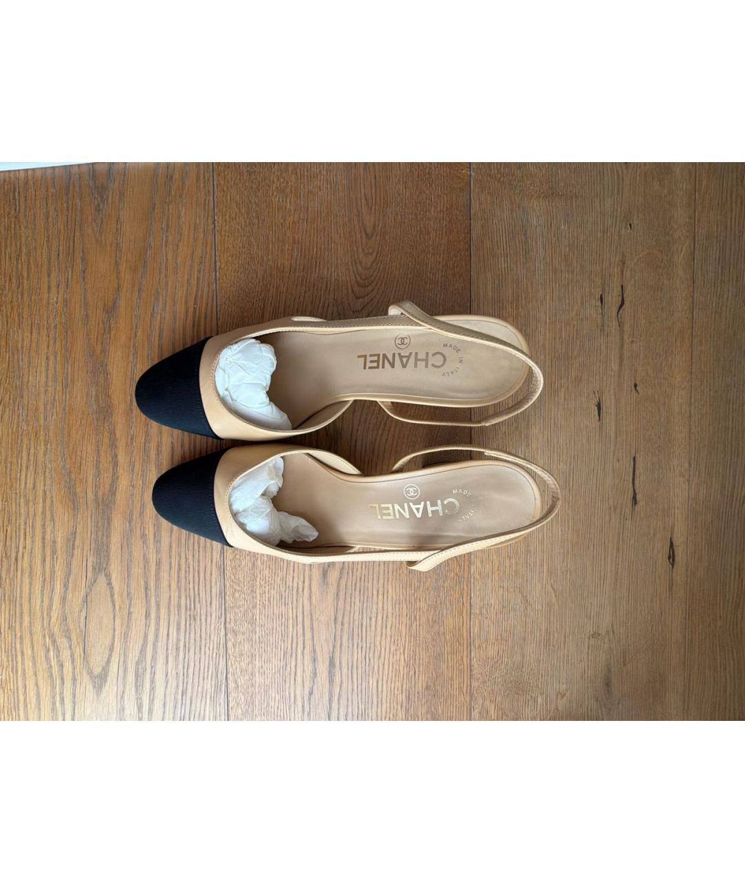 CHANEL Бежевые кожаные туфли, фото 3