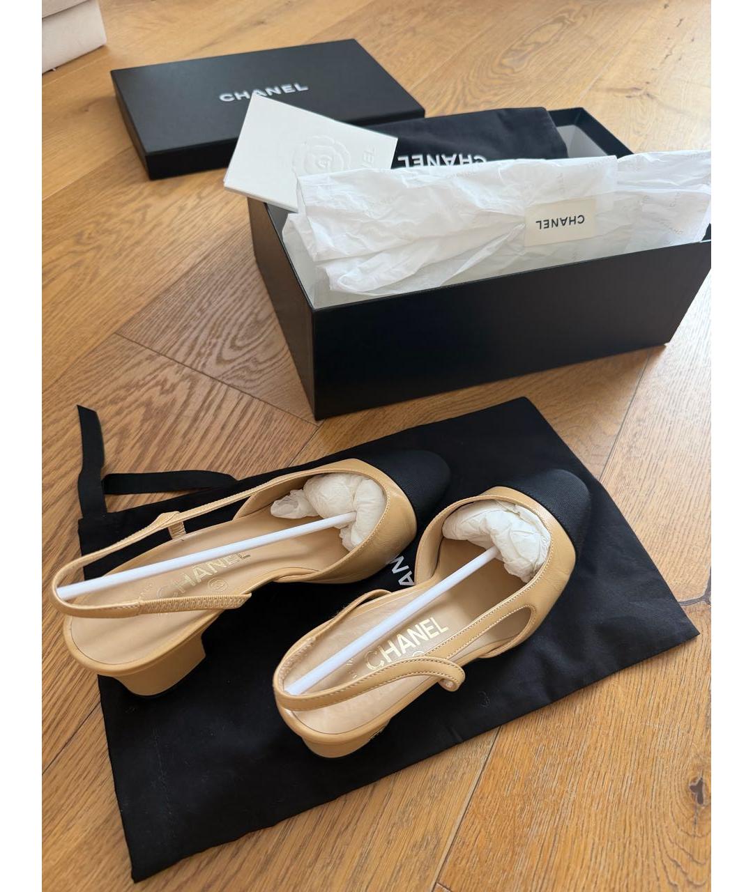 CHANEL Бежевые кожаные туфли, фото 6