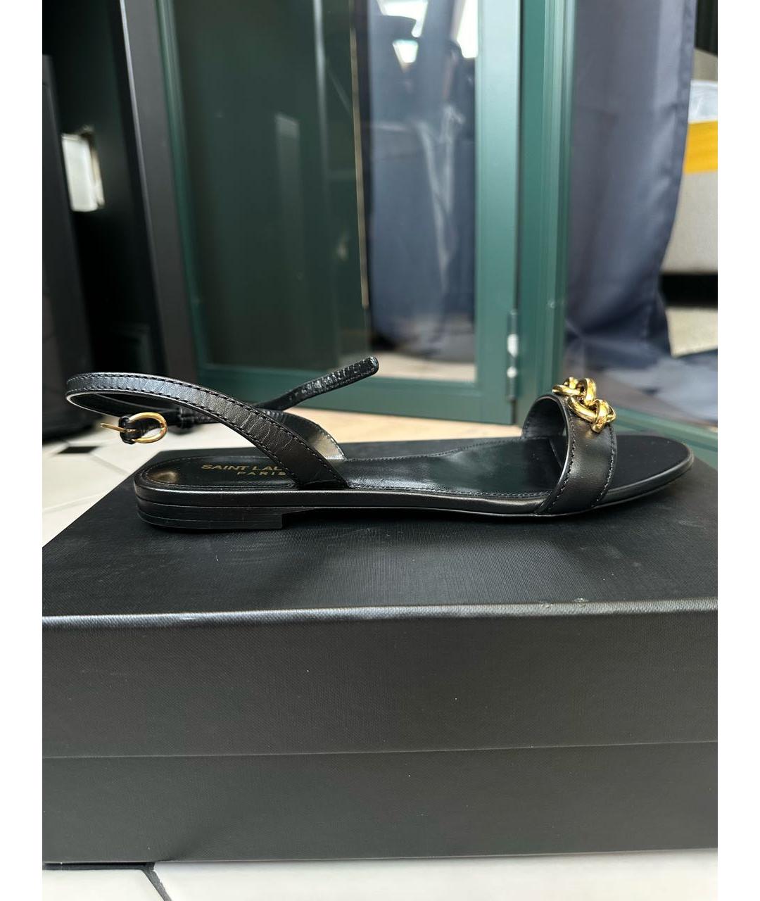 SAINT LAURENT Черные кожаные сандалии, фото 7