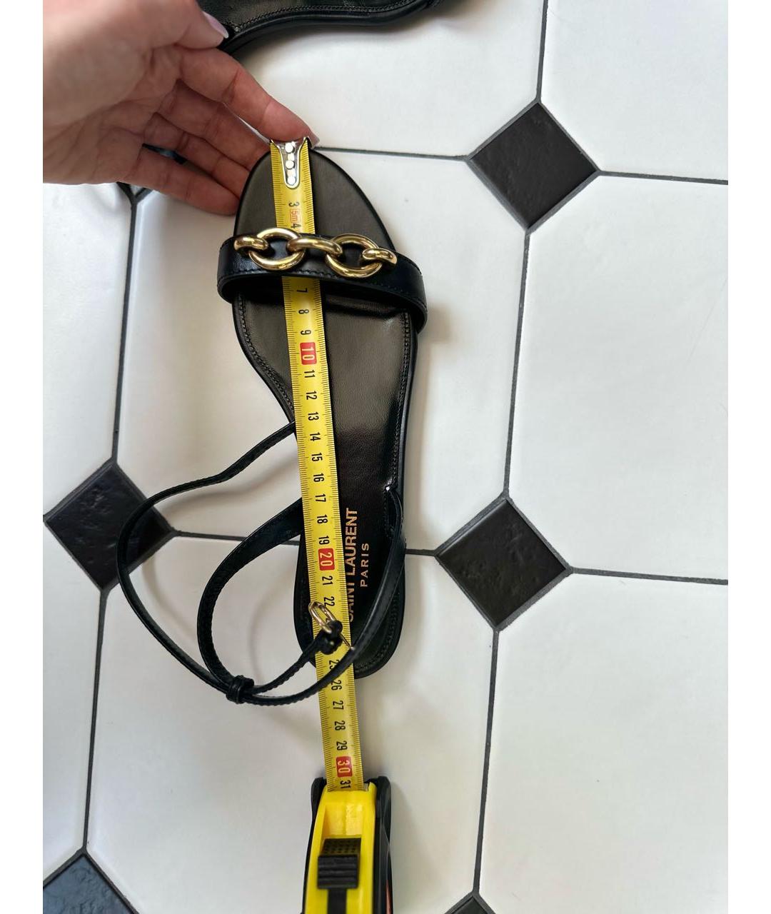 SAINT LAURENT Черные кожаные сандалии, фото 6