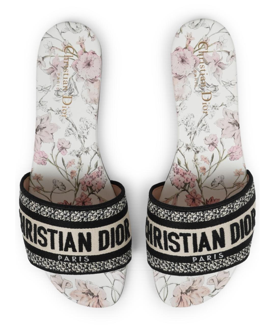 CHRISTIAN DIOR Мульти текстильные шлепанцы, фото 5