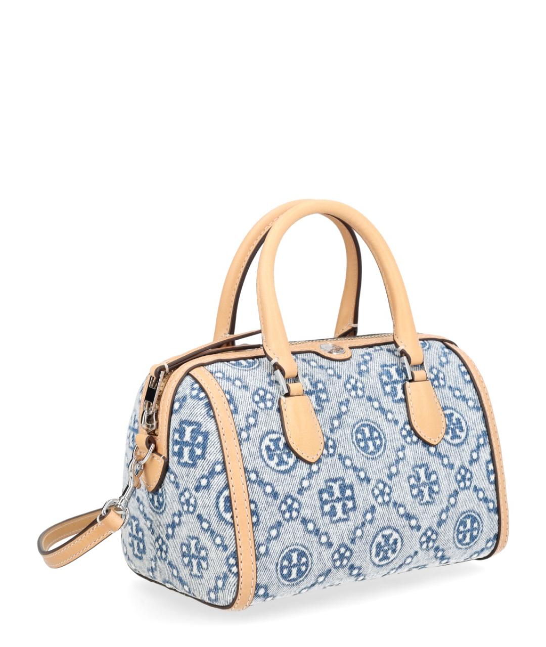 TORY BURCH Голубая хлопковая сумка с короткими ручками, фото 2