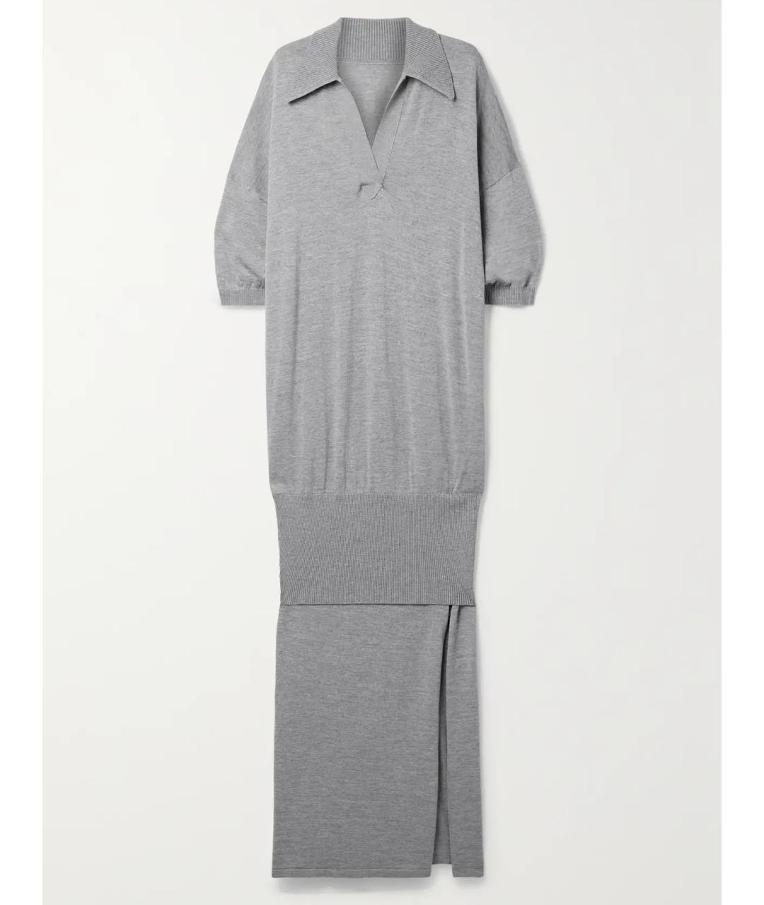 KHAITE Серое шерстяное коктейльное платье, фото 4