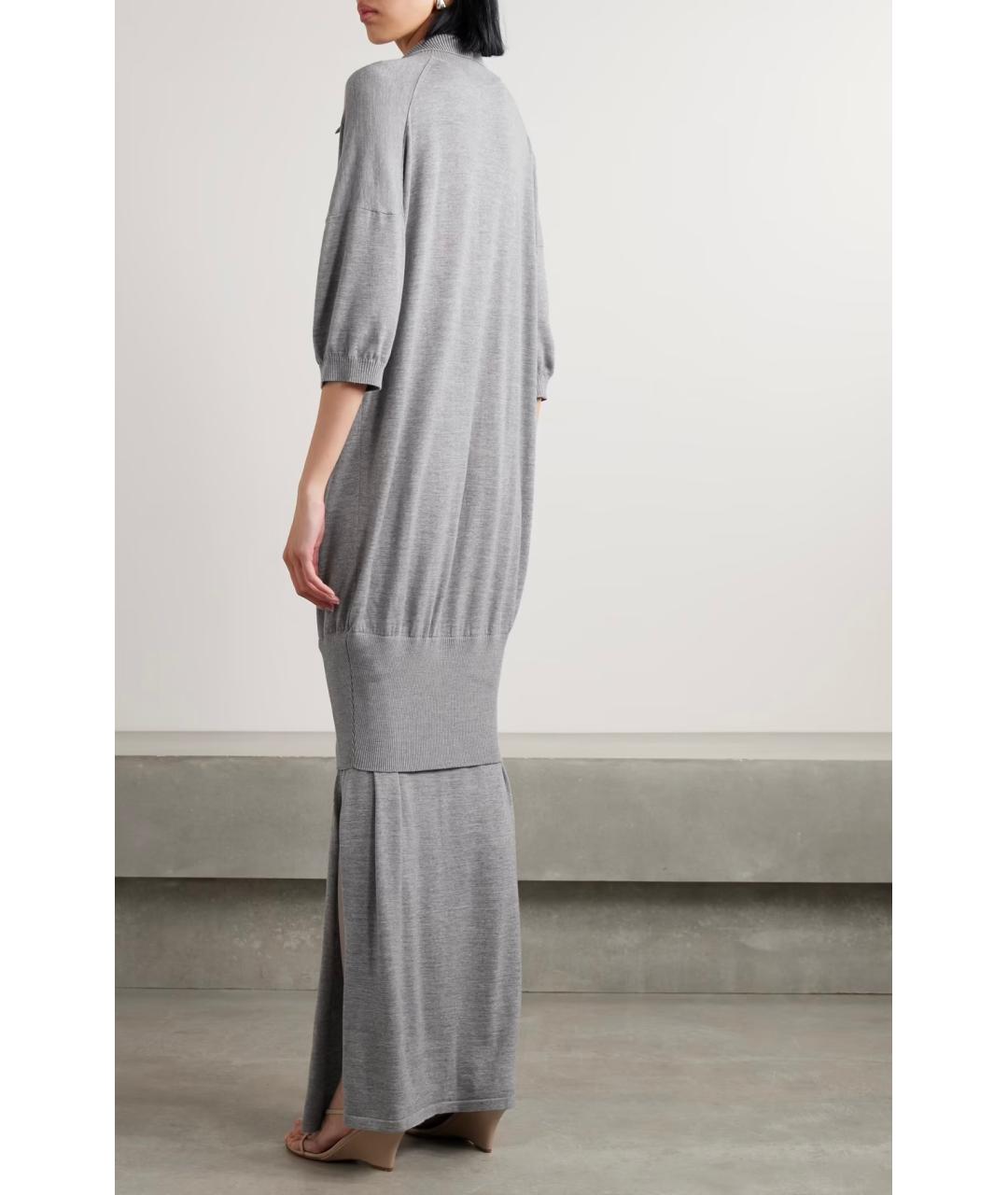 KHAITE Серое шерстяное коктейльное платье, фото 3