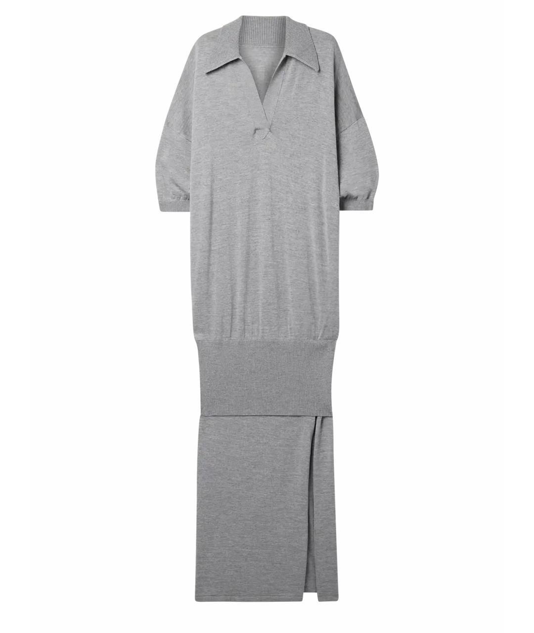 KHAITE Серое шерстяное коктейльное платье, фото 1