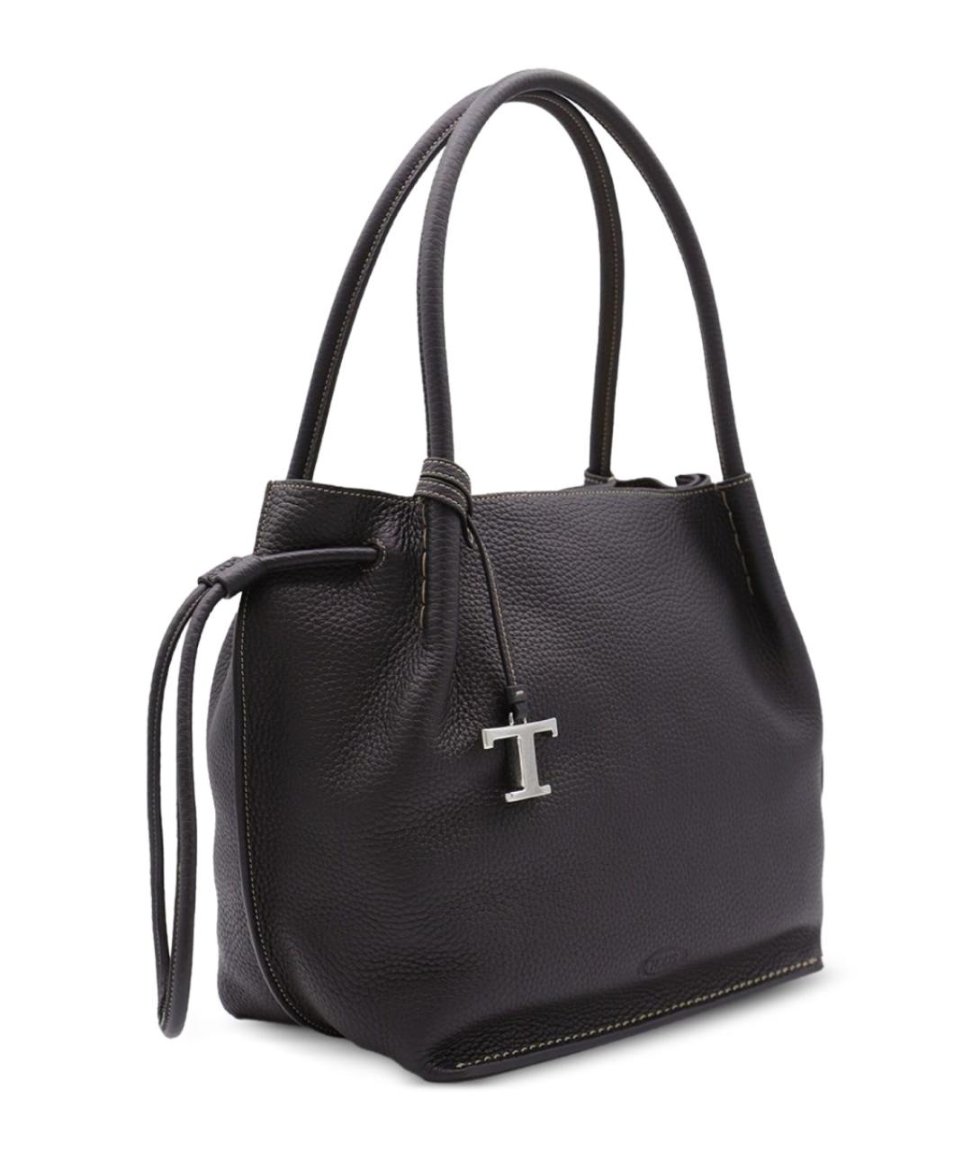 TOD'S Черная кожаная сумка тоут, фото 2