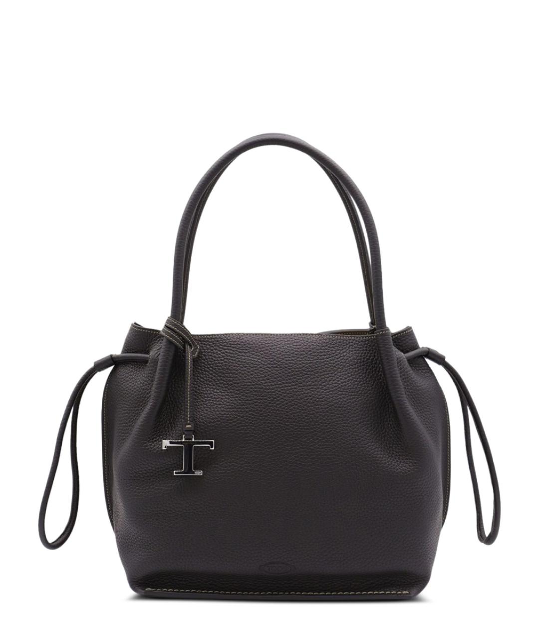 TOD'S Черная кожаная сумка тоут, фото 1