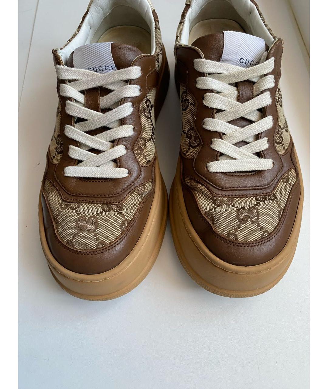 GUCCI Коричневые кожаные кроссовки, фото 2