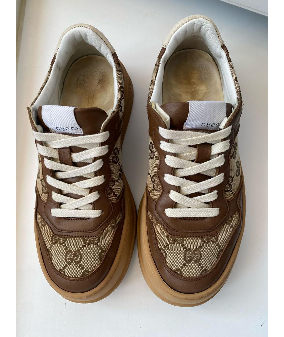 GUCCI Коричневые кожаные кроссовки, фото 3