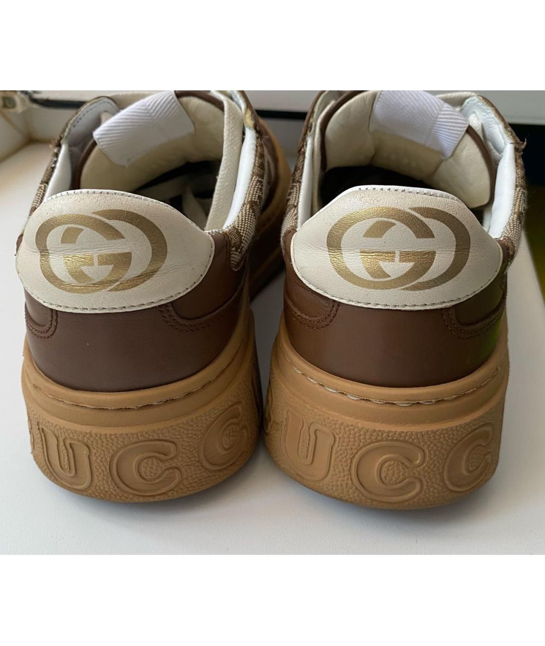 GUCCI Коричневые кожаные кроссовки, фото 4