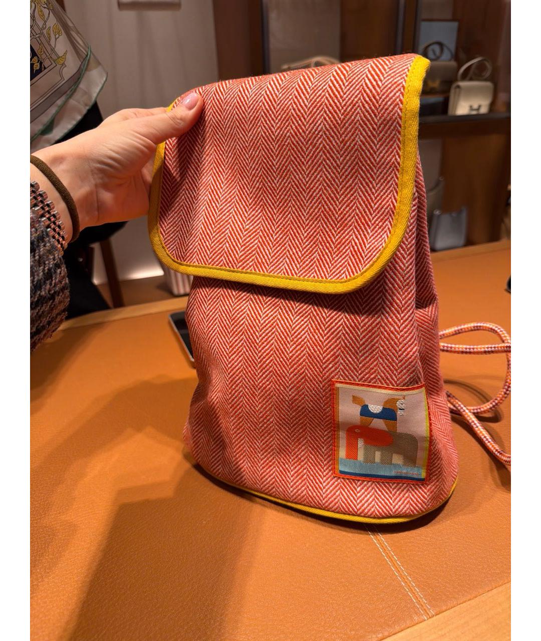 HERMES Красный хлопковый рюкзак, фото 3