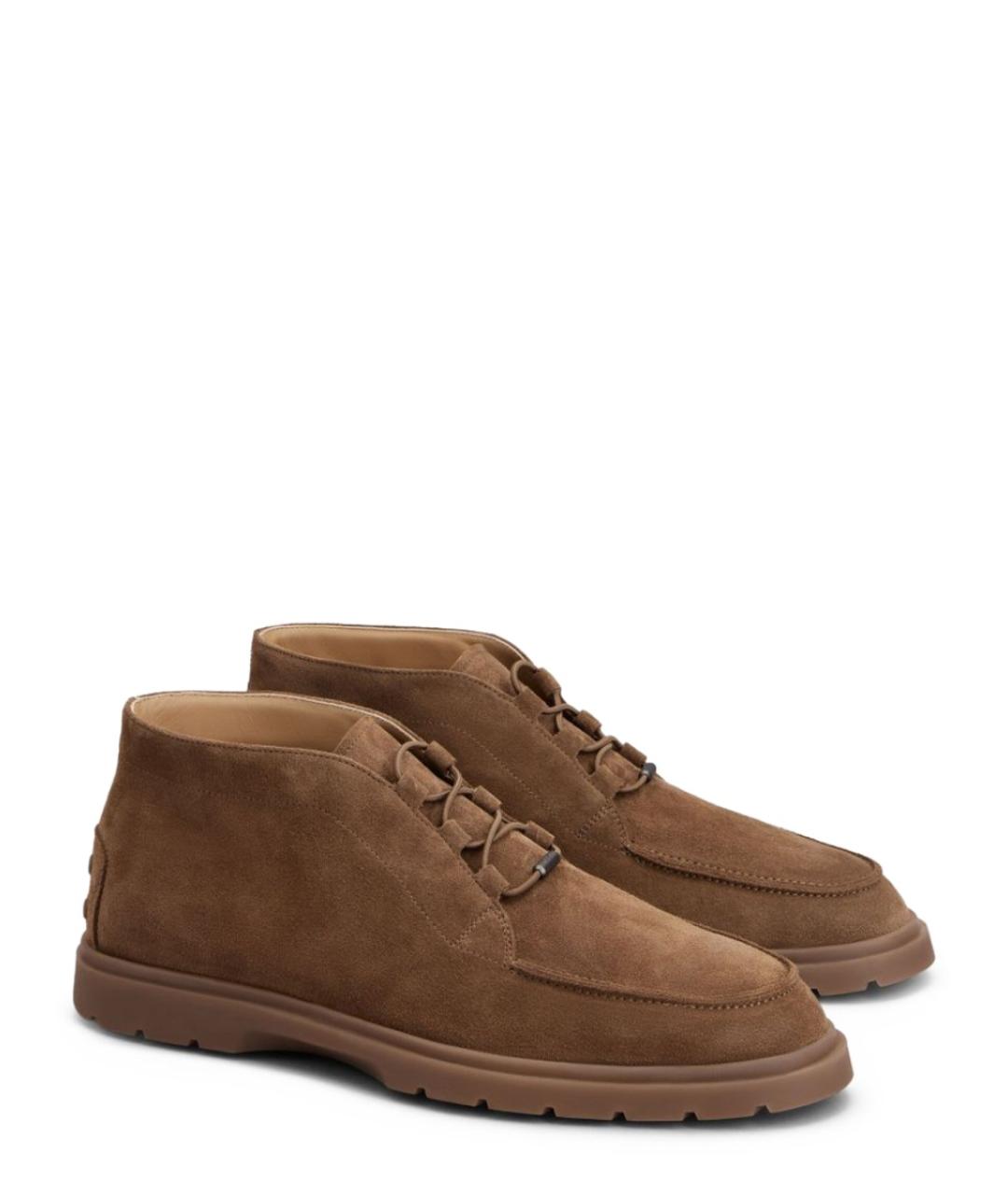 TOD'S Коричневые замшевые низкие ботинки, фото 3