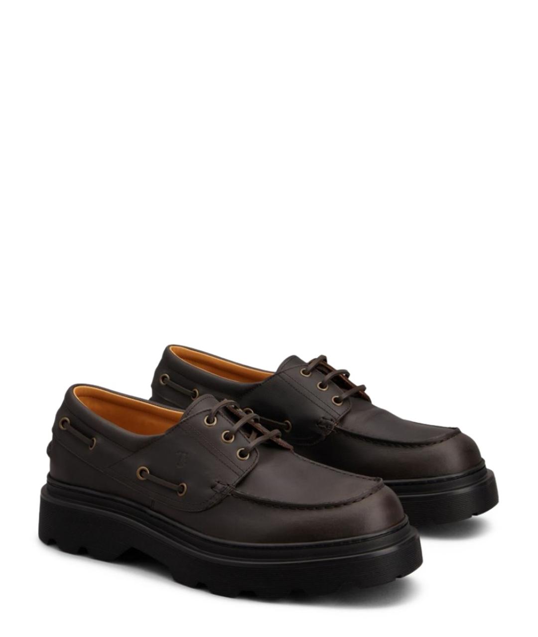 TOD'S Коричневые кожаные низкие ботинки, фото 4