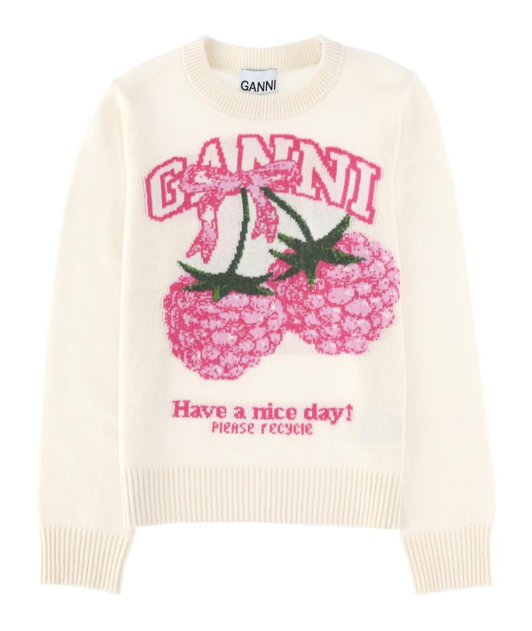 GANNI Белый шерстяной джемпер / свитер, фото 1