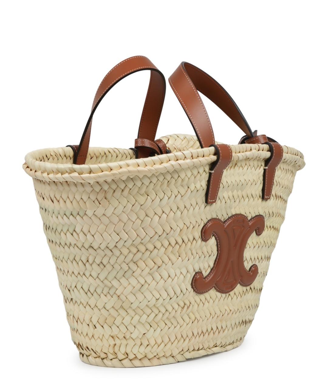 CELINE Бежевая пелетеная сумка тоут, фото 3