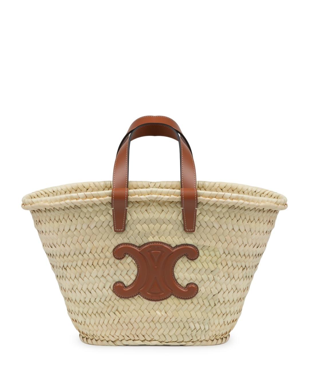 CELINE Бежевая пелетеная сумка тоут, фото 1