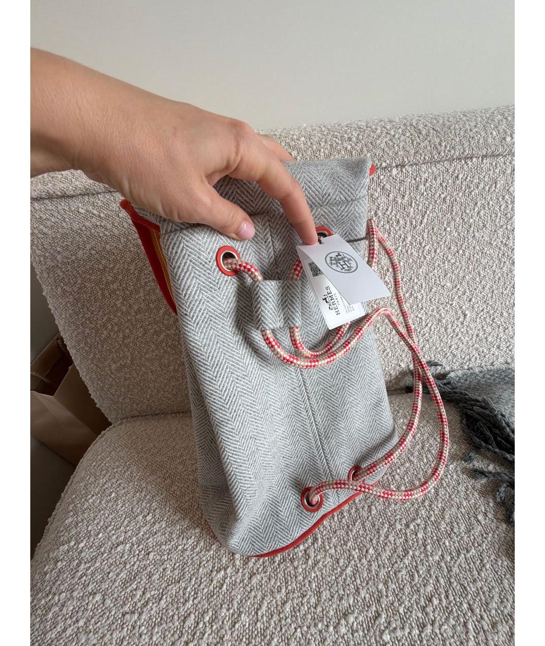 HERMES Серый хлопковый рюкзак, фото 3