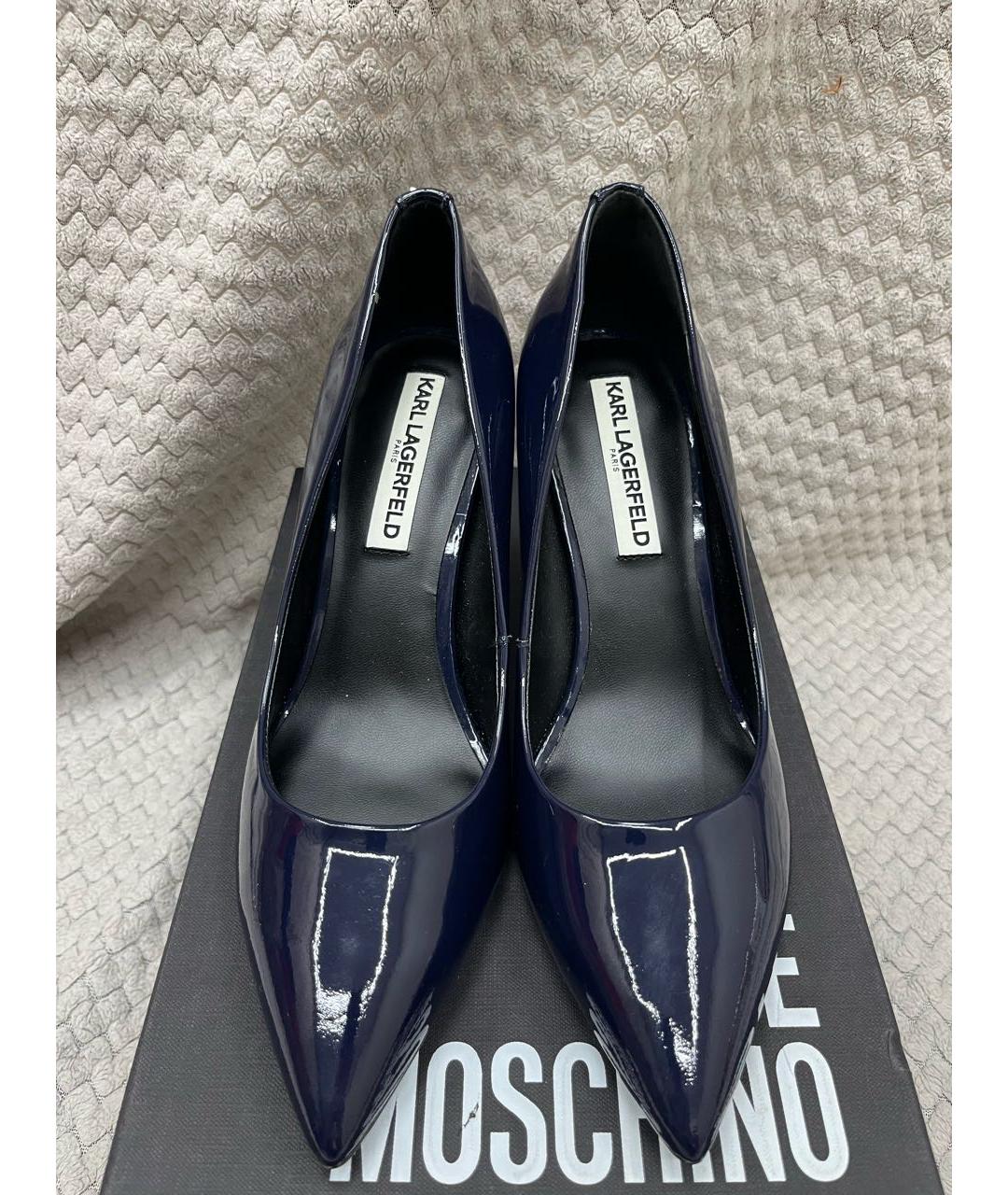 KARL LAGERFELD Темно-синие туфли из лакированной кожи, фото 2