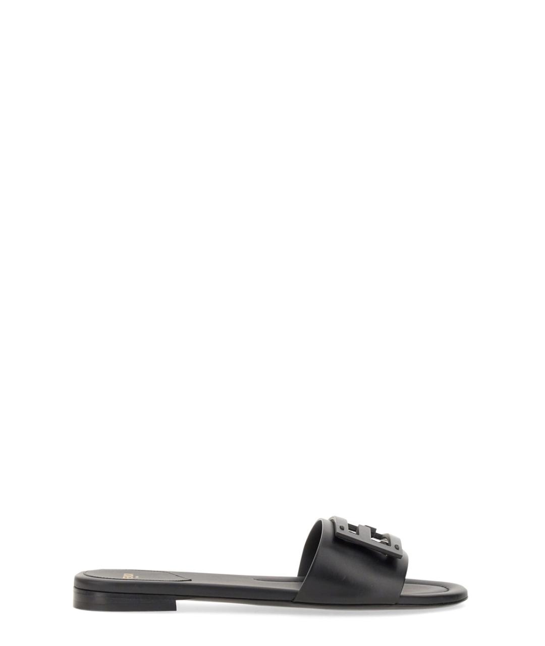 FENDI Коричневые кожаные шлепанцы, фото 1