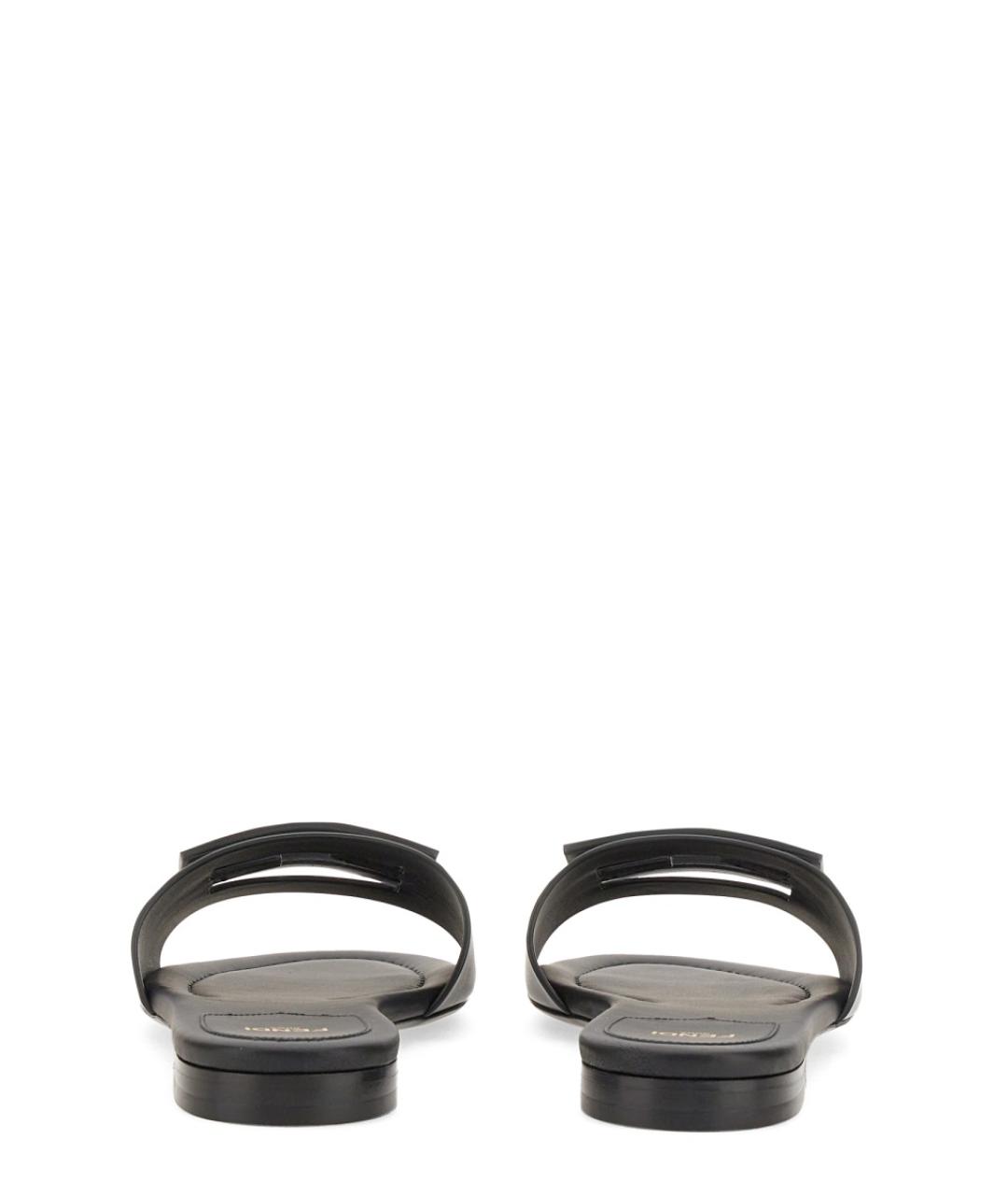 FENDI Коричневые кожаные шлепанцы, фото 4