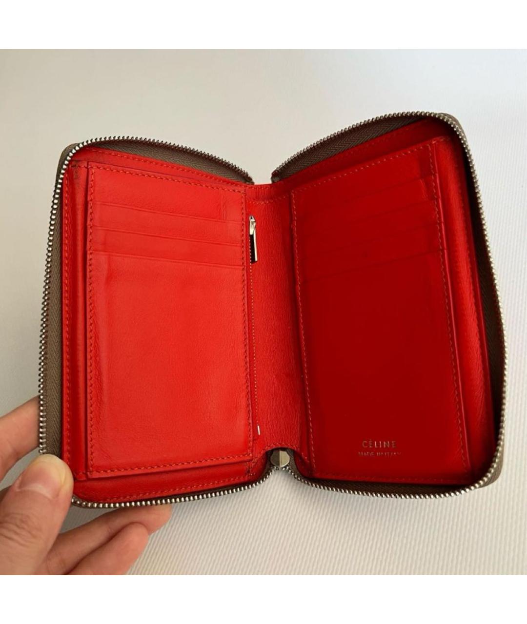 CELINE Бежевый кожаный кошелек, фото 6