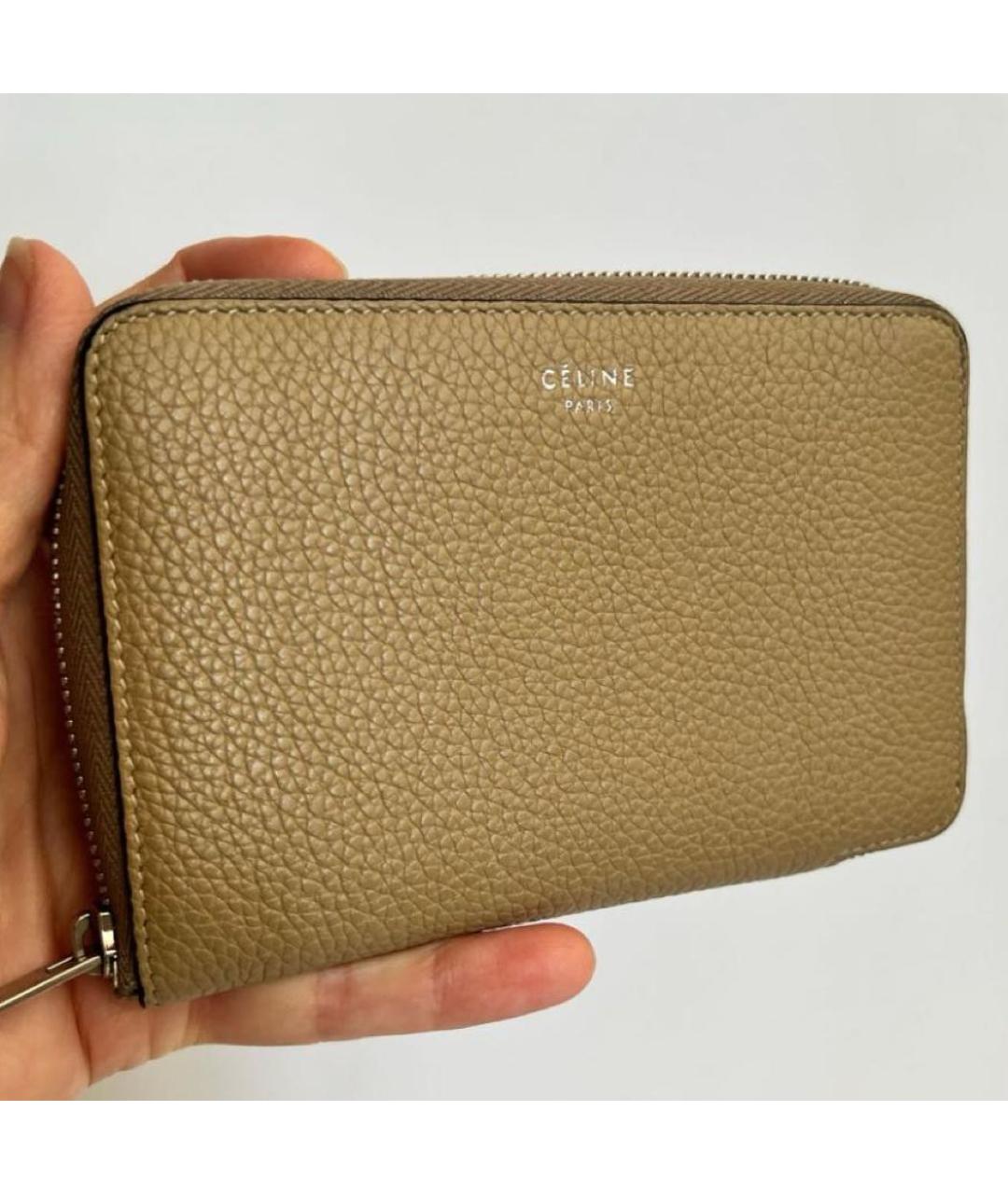 CELINE Бежевый кожаный кошелек, фото 5