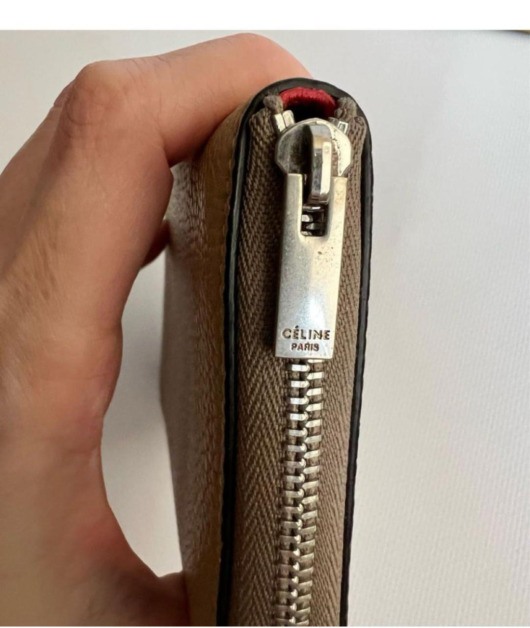 CELINE Бежевый кожаный кошелек, фото 4