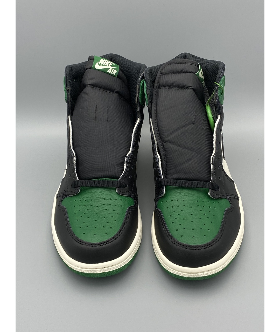 JORDAN Зеленые кожаные высокие кроссовки / кеды, фото 2