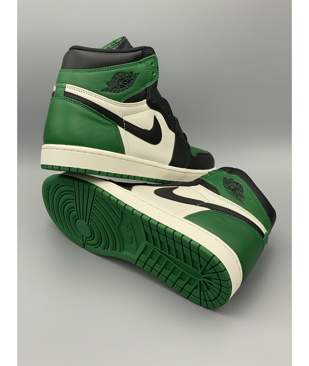 JORDAN Зеленые кожаные высокие кроссовки / кеды, фото 5