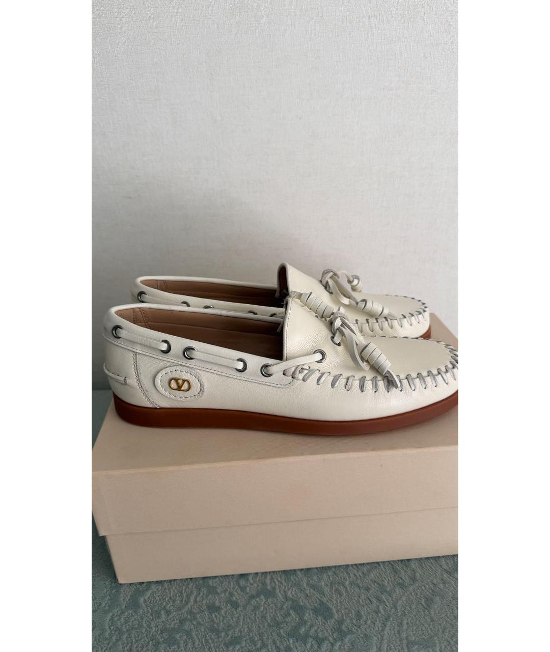 VALENTINO Белые кожаные мокасины, фото 5