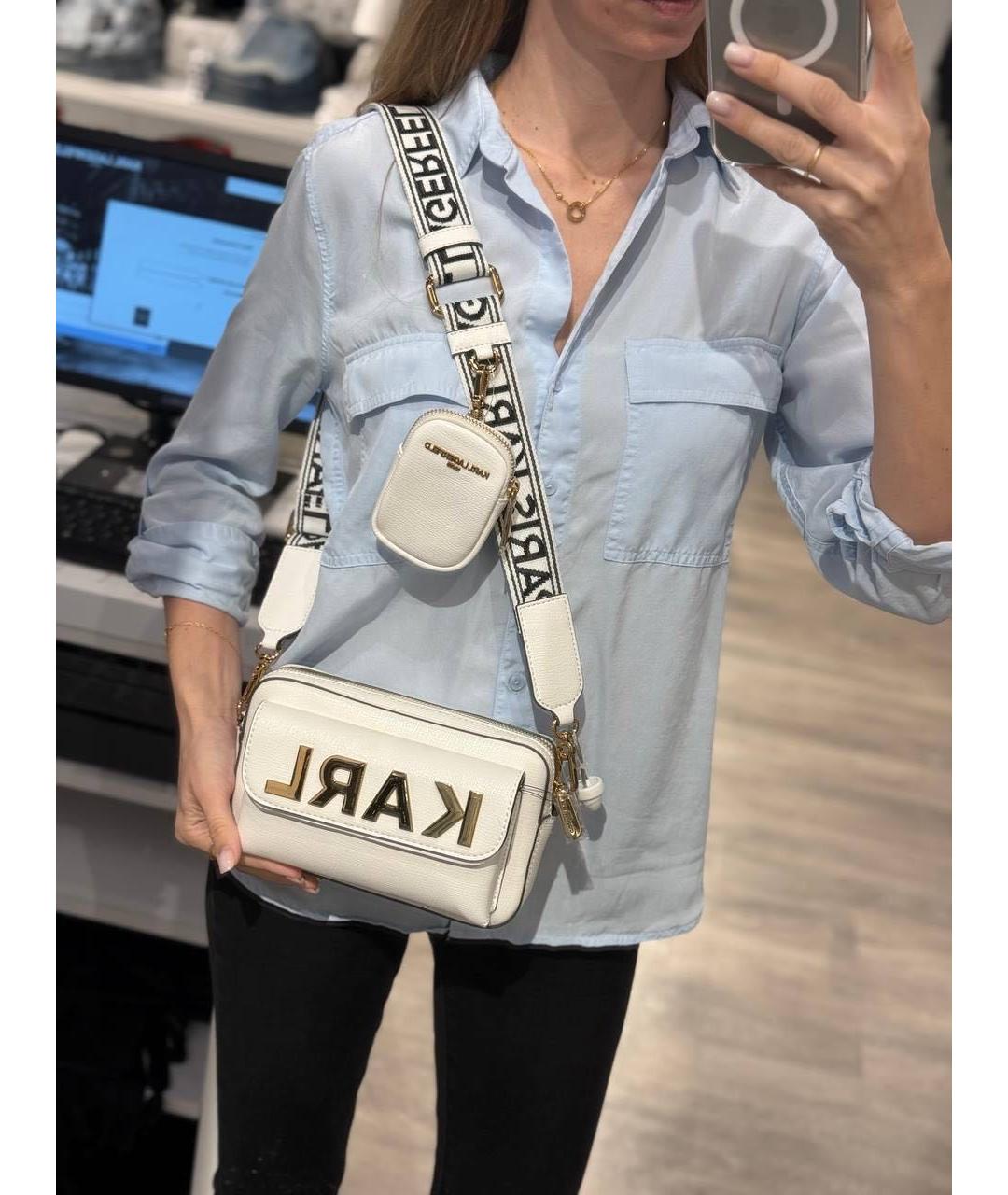 KARL LAGERFELD Белая сумка через плечо из искусственной кожи, фото 7