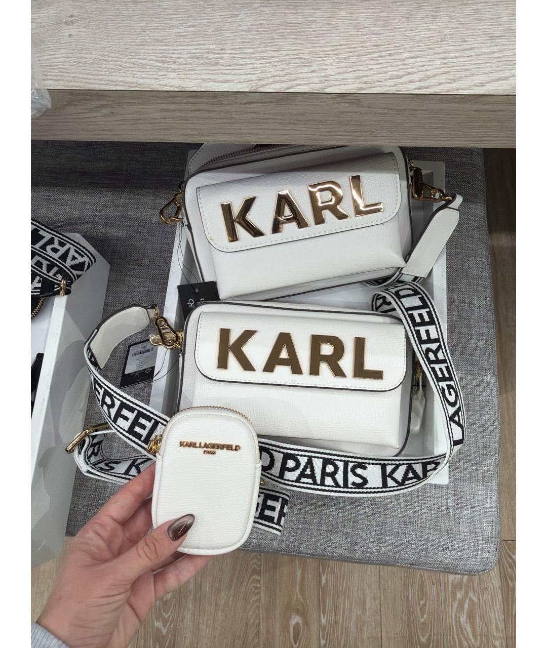 KARL LAGERFELD Белая сумка через плечо из искусственной кожи, фото 6