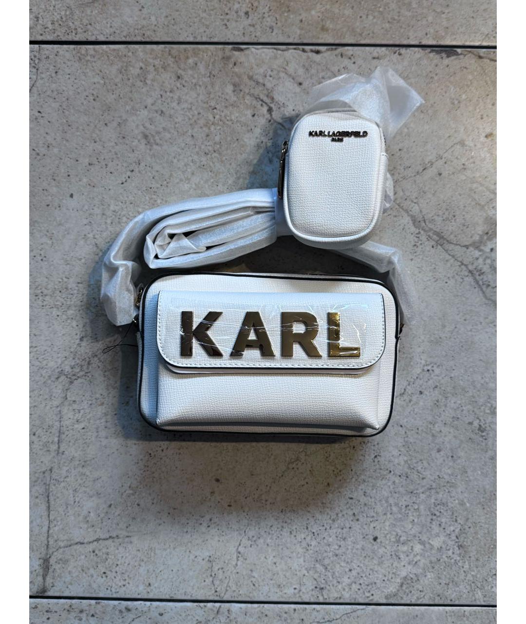 KARL LAGERFELD Белая сумка через плечо из искусственной кожи, фото 5