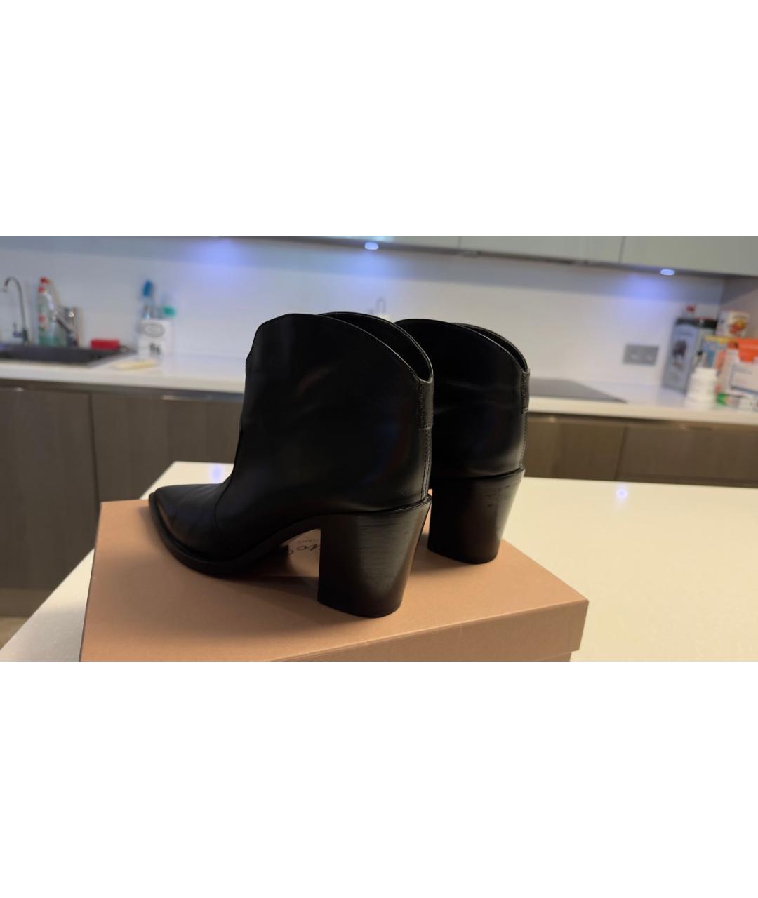 SERGIO ROSSI Черные кожаные ботильоны, фото 5
