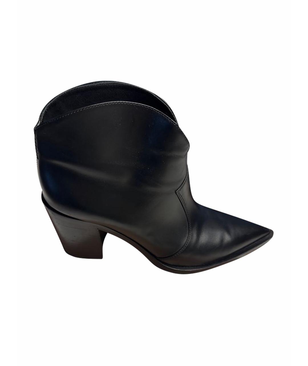 SERGIO ROSSI Черные кожаные ботильоны, фото 1