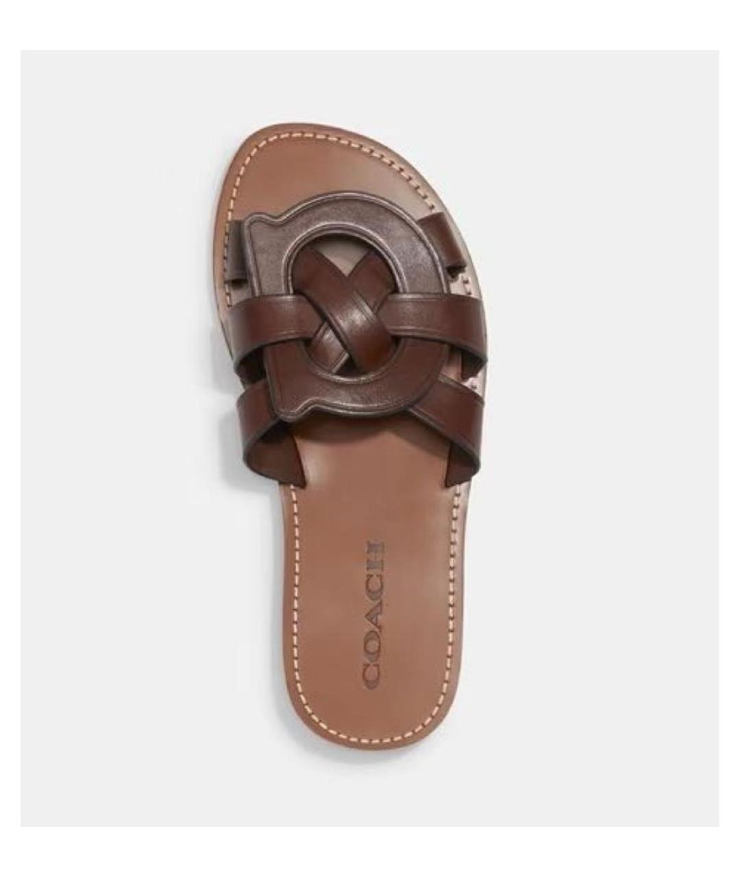 COACH Бежевые кожаные сандалии, фото 7