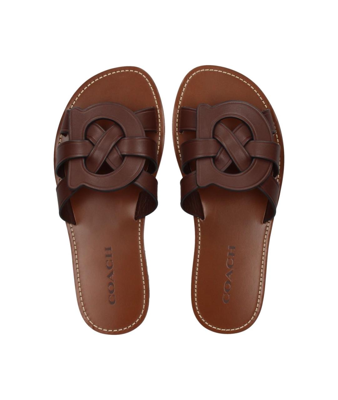 COACH Бежевые кожаные сандалии, фото 2
