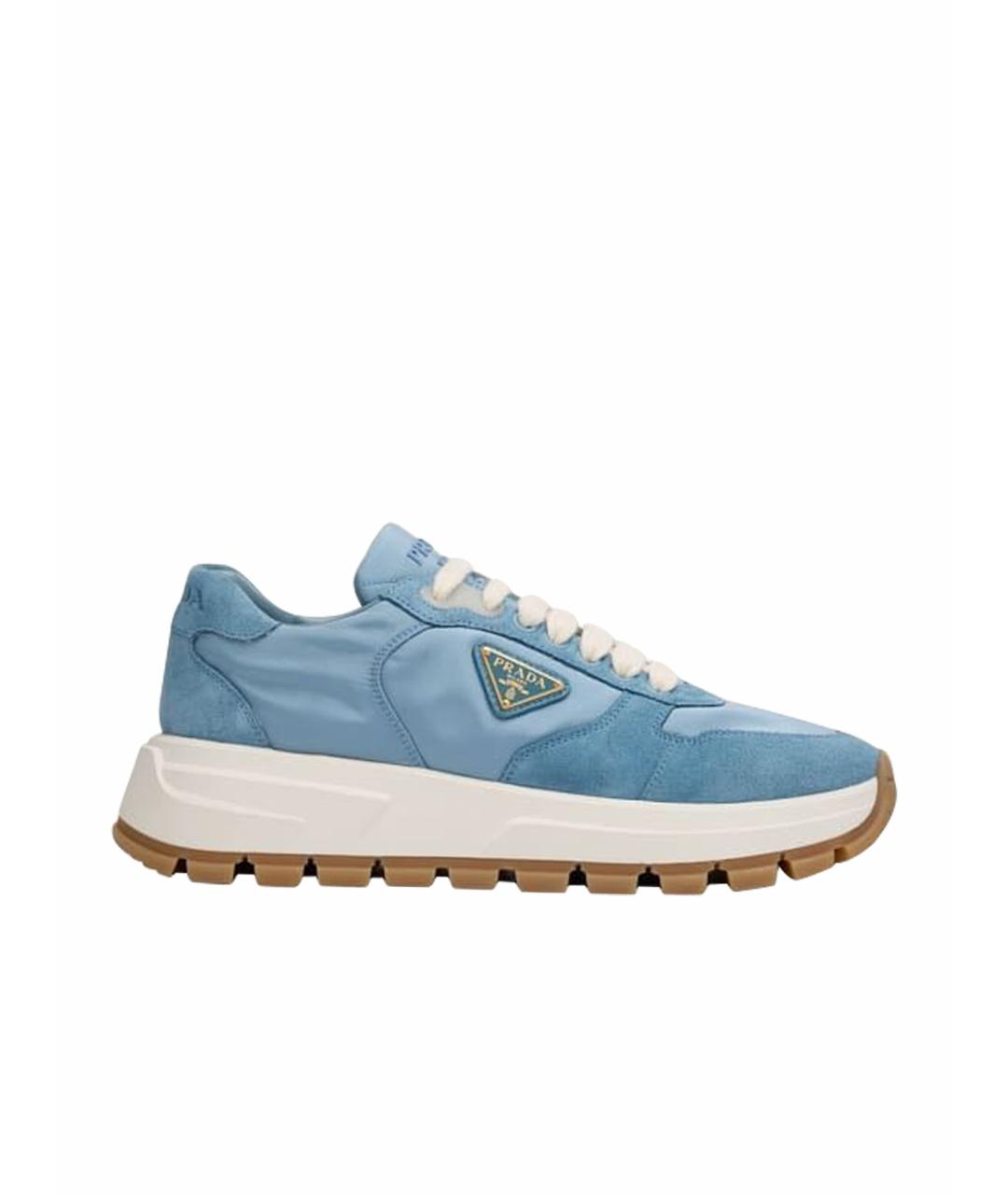 PRADA Голубые синтетические кроссовки, фото 1