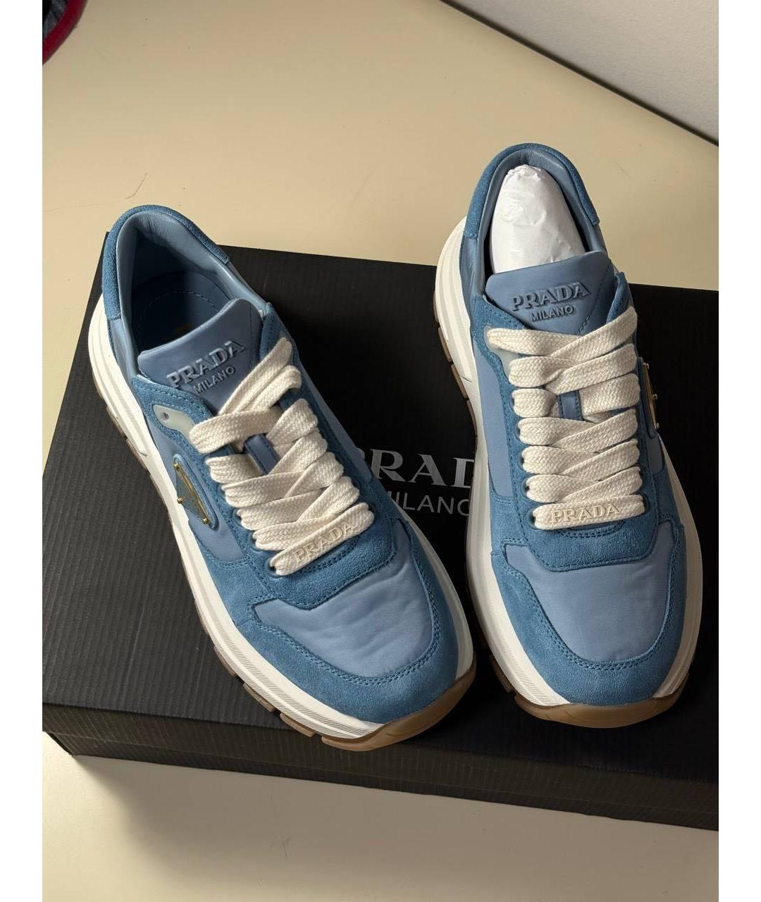 PRADA Голубые синтетические кроссовки, фото 3