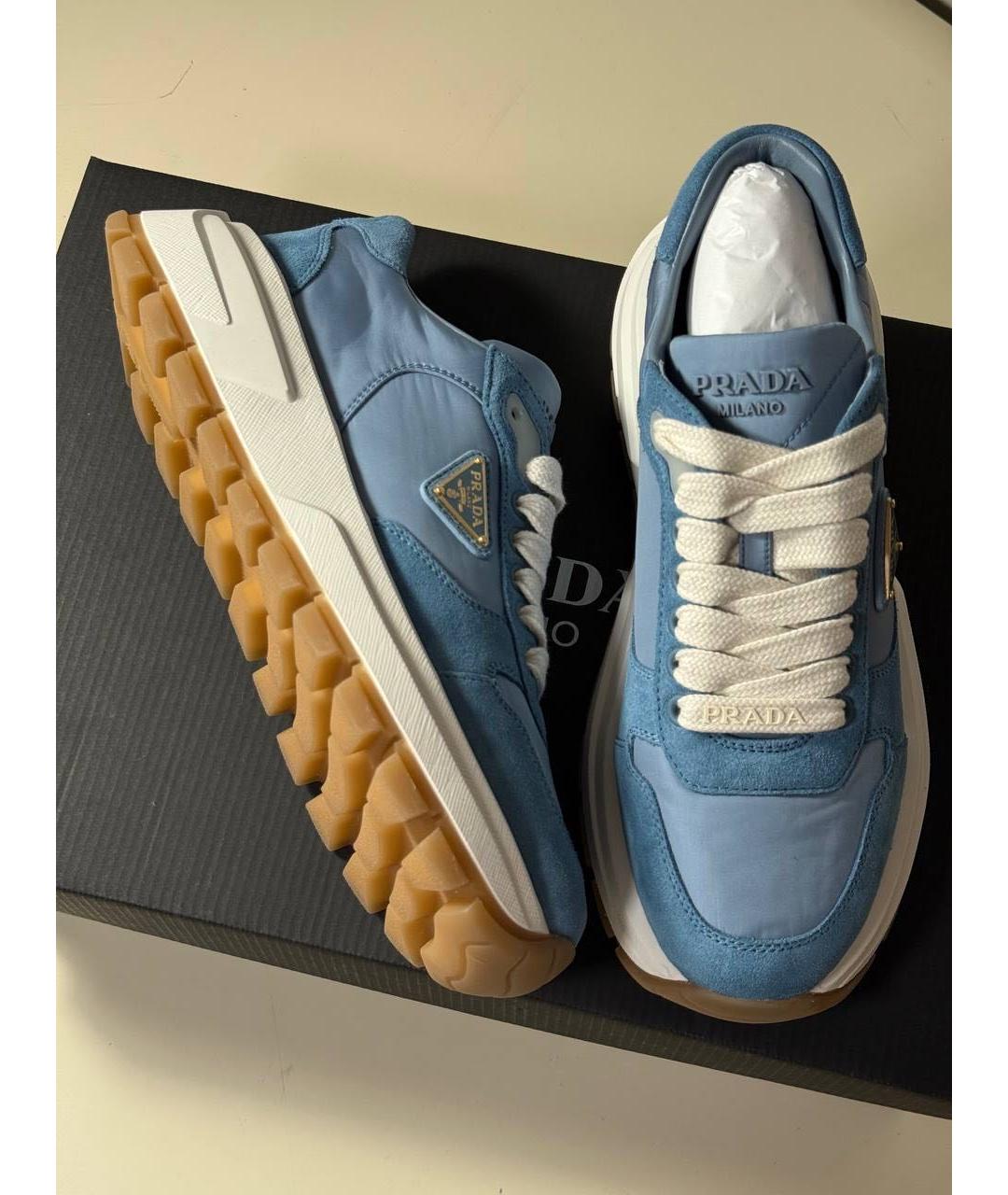 PRADA Голубые синтетические кроссовки, фото 5