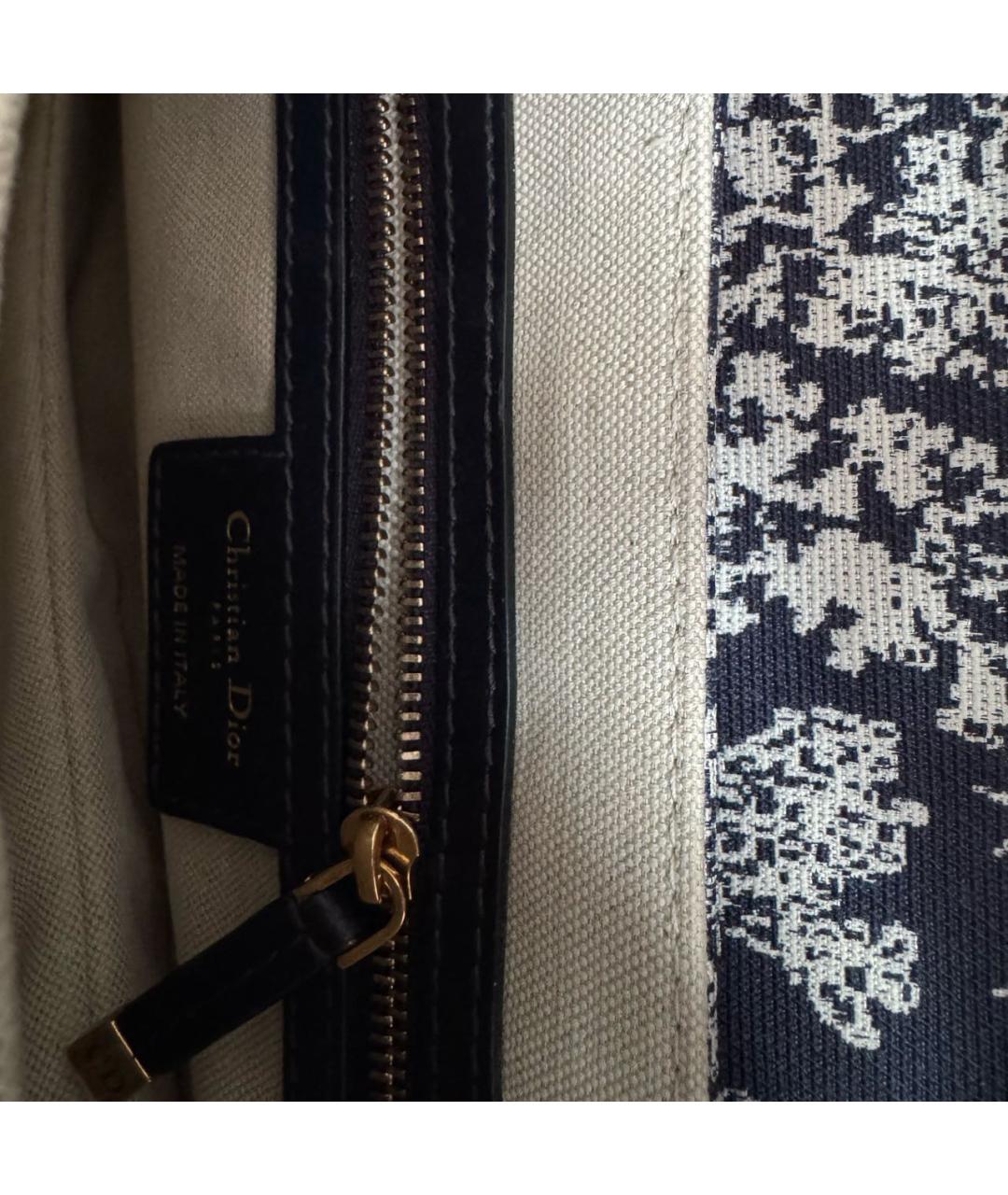CHRISTIAN DIOR Темно-синяя жаккардовая сумка с короткими ручками, фото 5