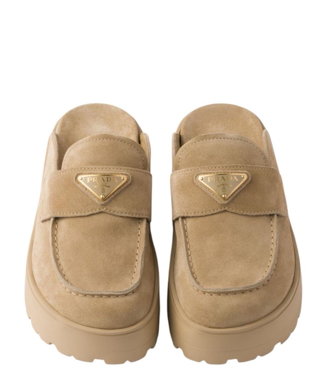 PRADA Бежевые замшевые мюли, фото 2