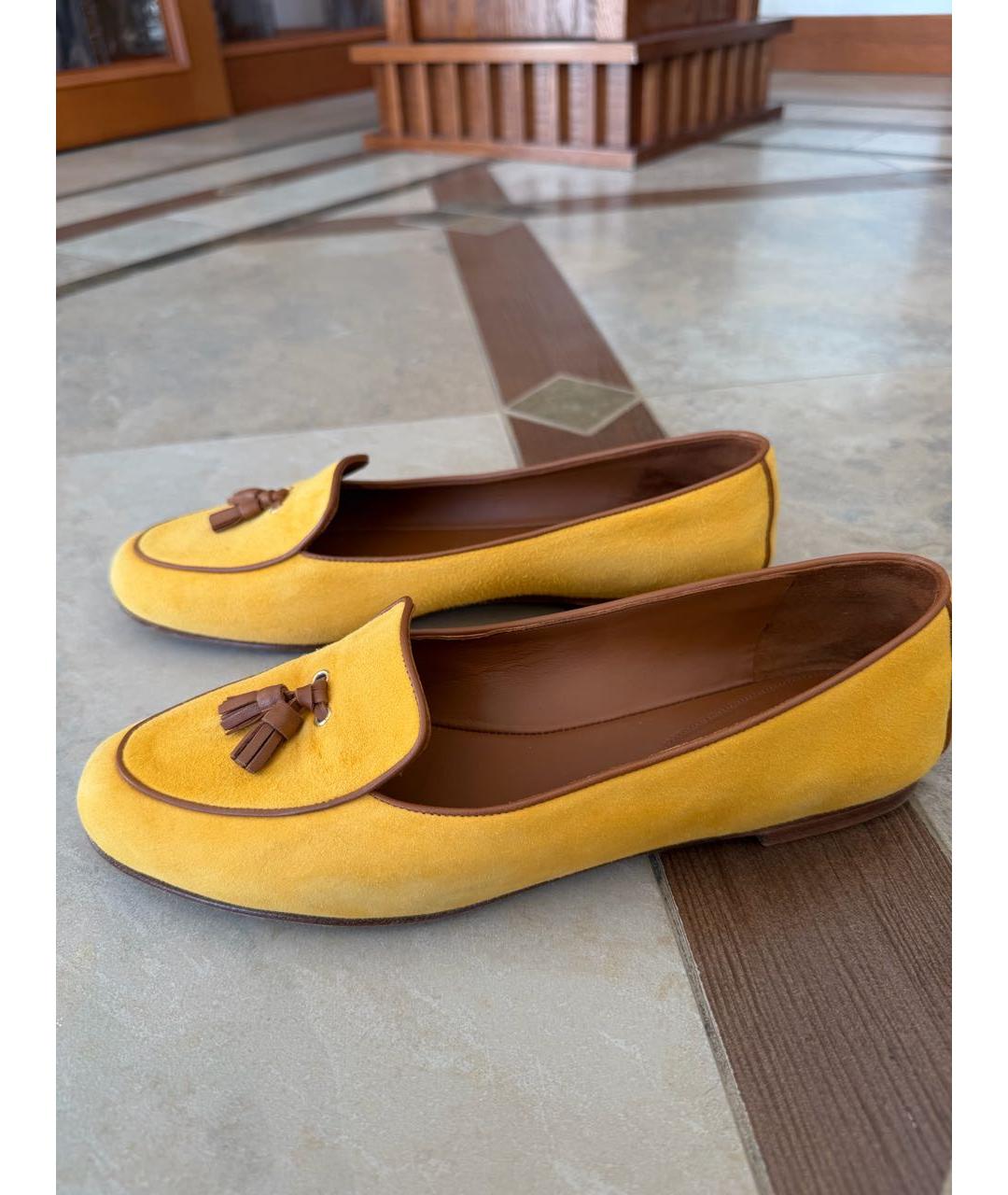 LORO PIANA Желтые замшевые лоферы, фото 4