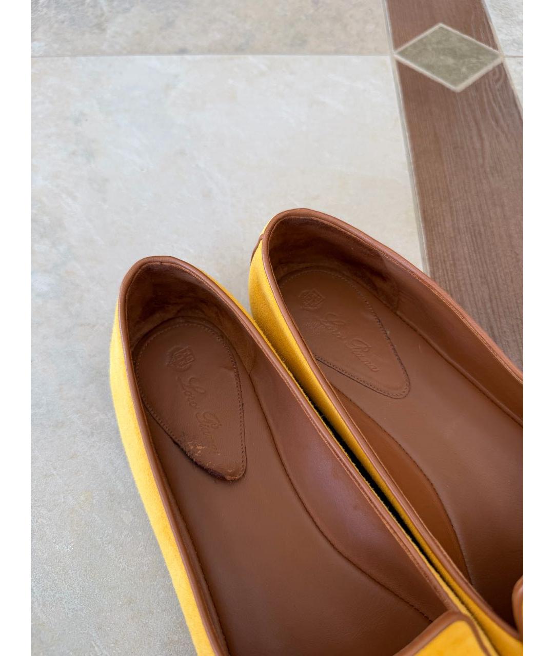 LORO PIANA Желтые замшевые лоферы, фото 6