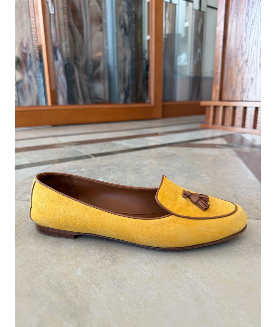 LORO PIANA Желтые замшевые лоферы, фото 9