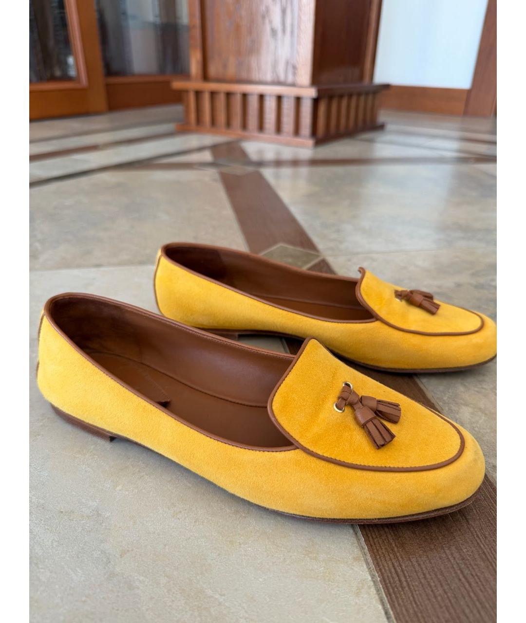LORO PIANA Желтые замшевые лоферы, фото 3