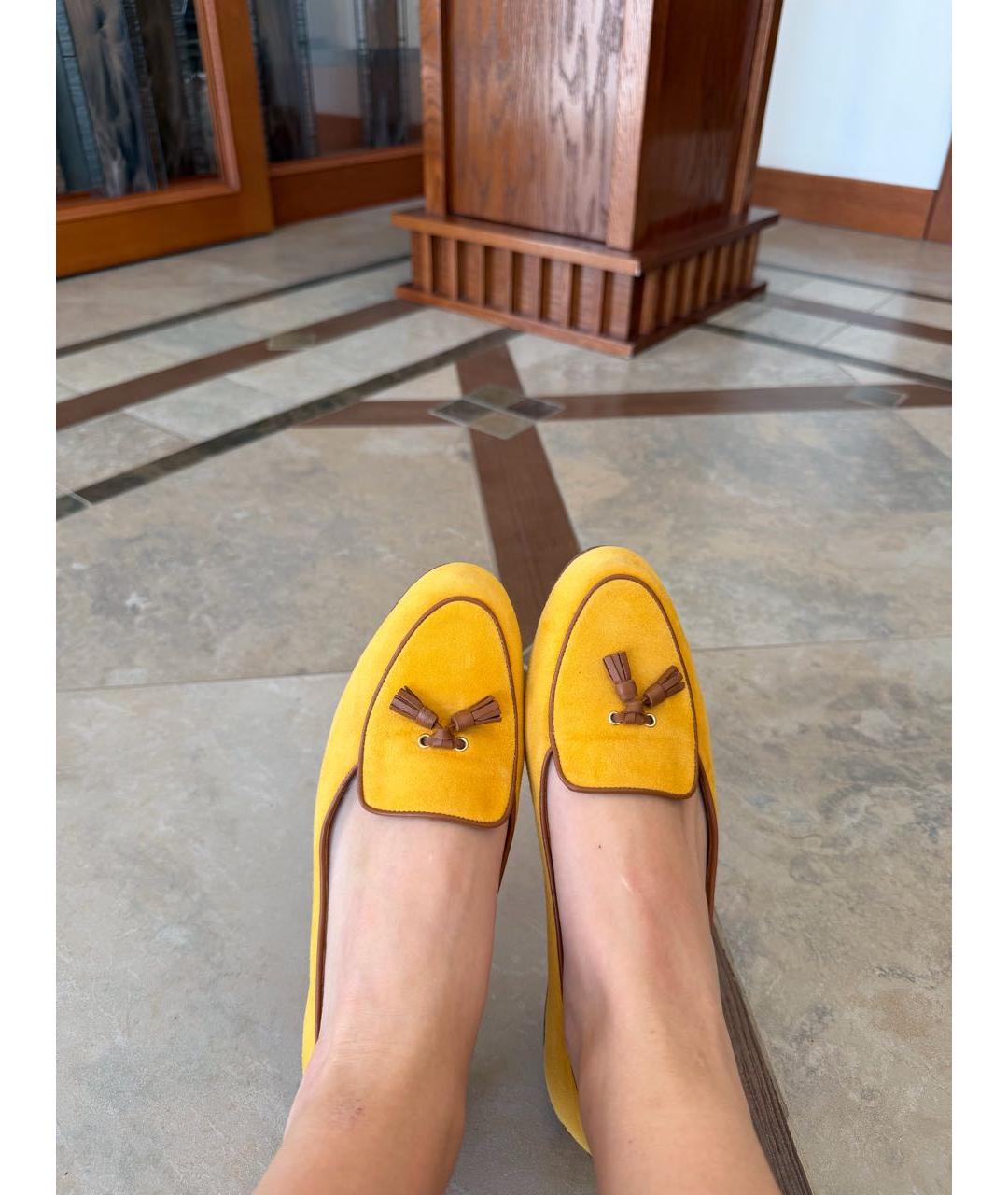 LORO PIANA Желтые замшевые лоферы, фото 7