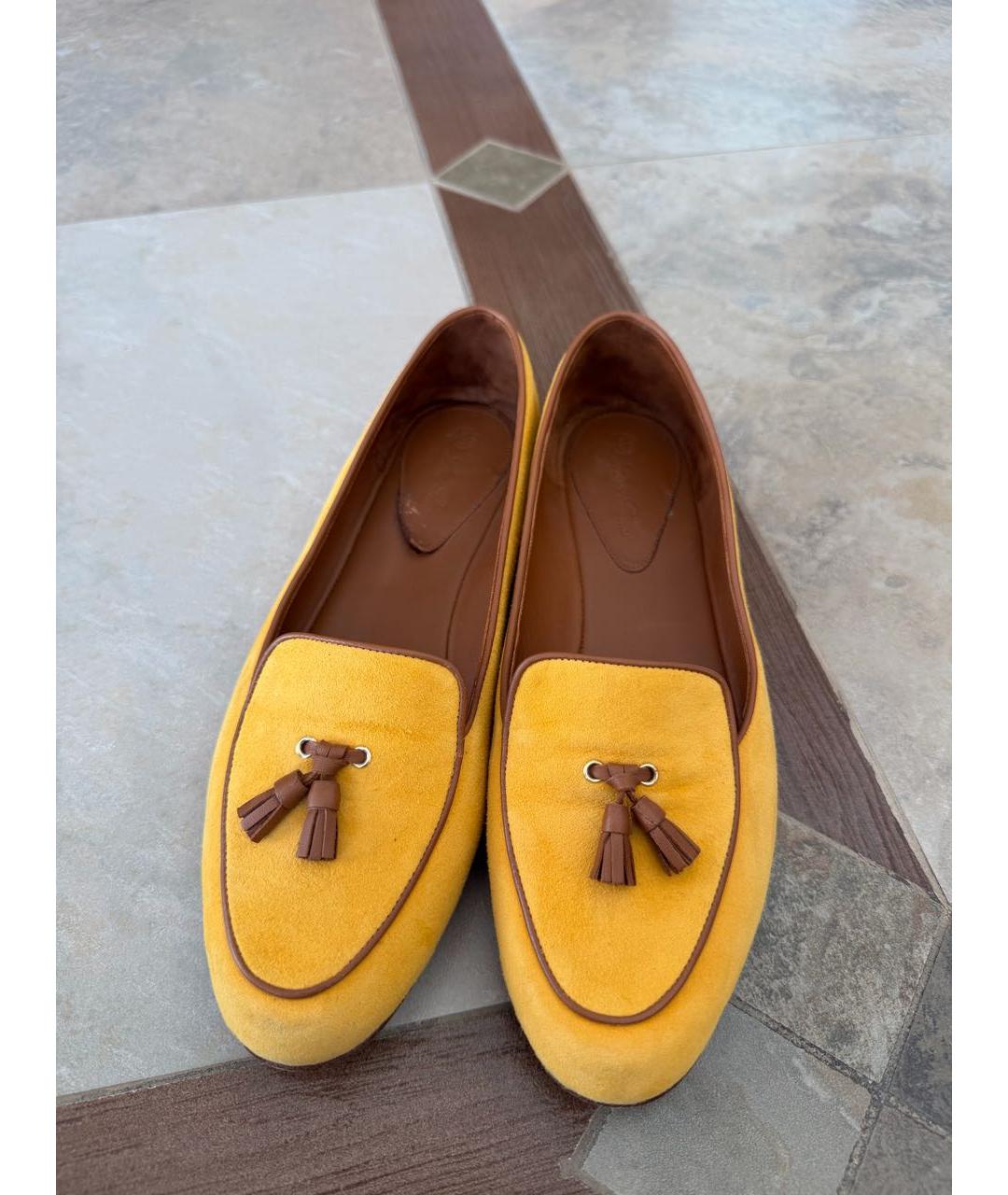 LORO PIANA Желтые замшевые лоферы, фото 2