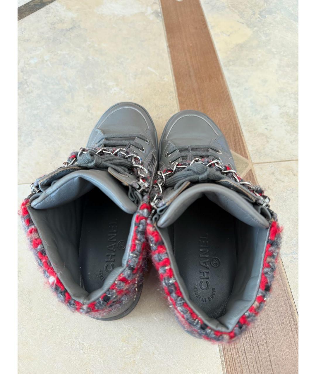 CHANEL Антрацитовые кожаные кеды, фото 6