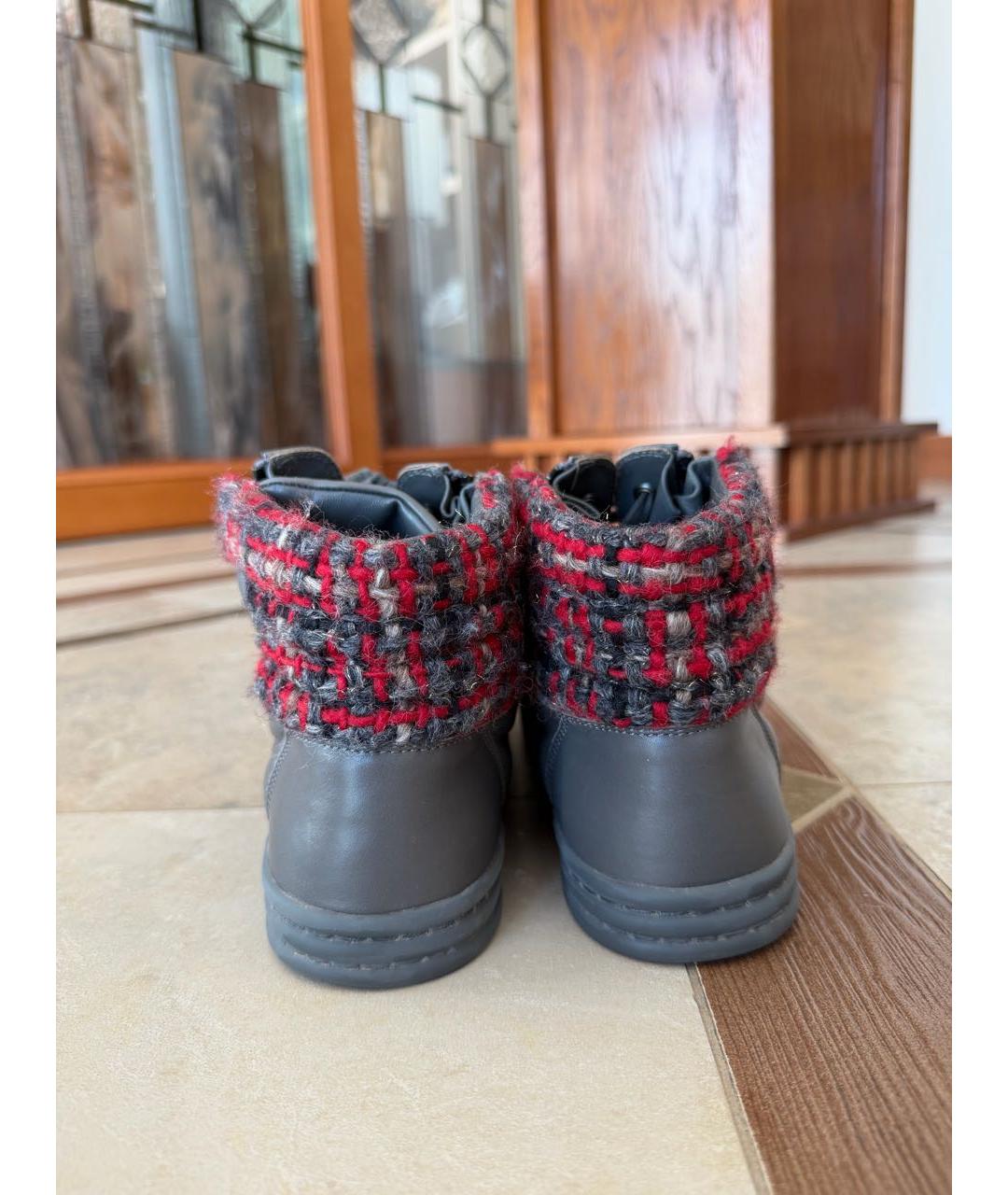 CHANEL Антрацитовые кожаные кеды, фото 5